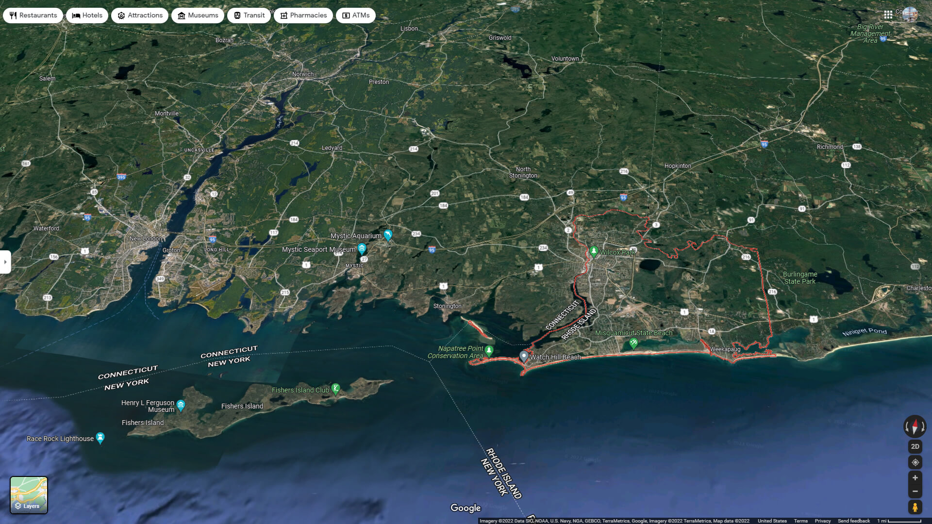 Westerly Aerial Map Rhode Island